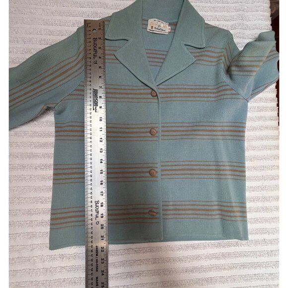 Vintage Designer Knits by Richard Steven Womens 12 Cardigan Sweater Wool Striped - Picture 7 of 9